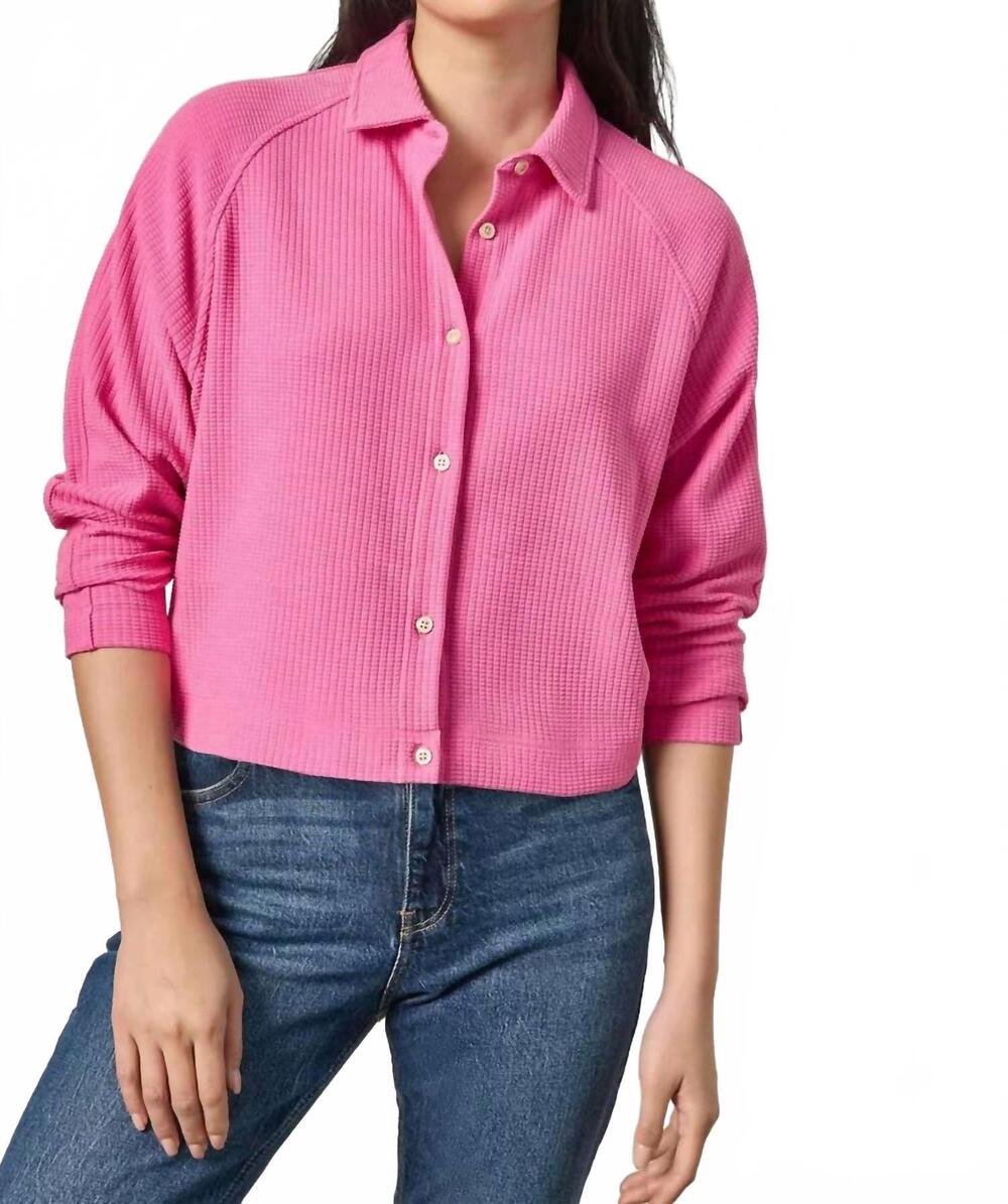 NEW LILLA P easy raglan button down shirt in dahlia